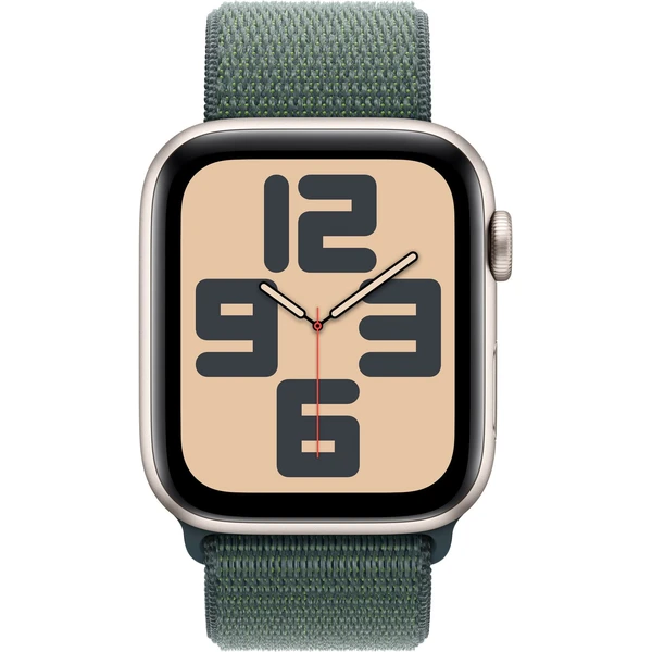 Apple Watch SE (2024) Cellular 44mm Hviezdne biely hliník s jazerne zeleným prevliekacím remienkom - Inteligentné hodinky - Obrázok OHQ7000K01
