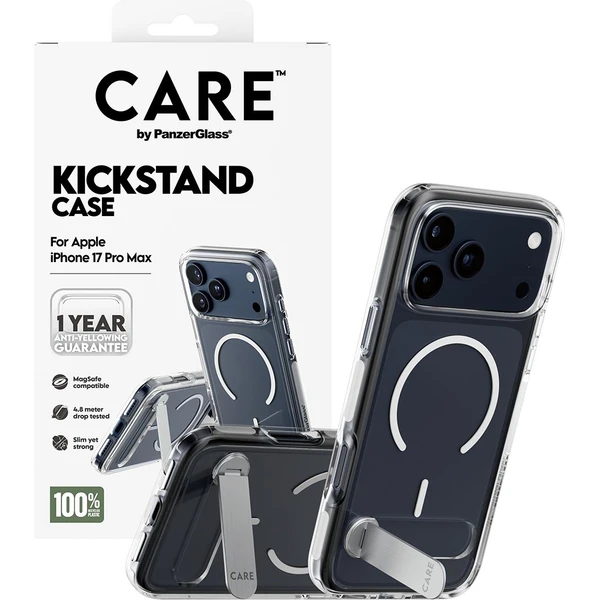 PanzerGlass® CARE Kickstand kryt s MagSafe Apple iPhone 17 Pro Max strieborný/biely - Puzdra - Obrázok OJDH000K01