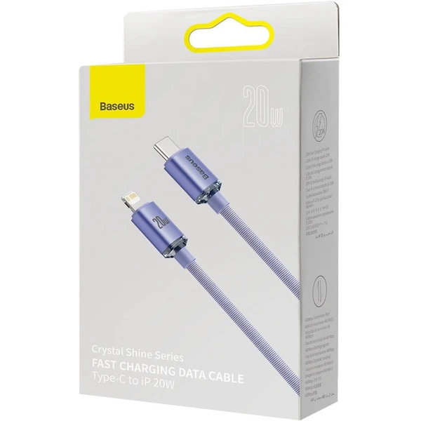 Baseus CAJY000205 Crystal Shine Series Dátový Kábel USB-C - Lightning 20W 1,2m Purple - Káble - Obrázok OJRL100501