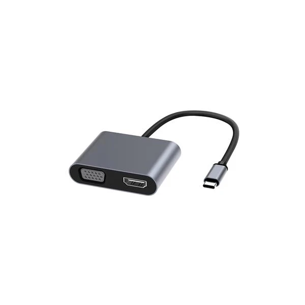 PremiumCord USB-C -> HDMI/VGA redukcia 4K sivá - Káble a redukcie - Hlavný obrázok