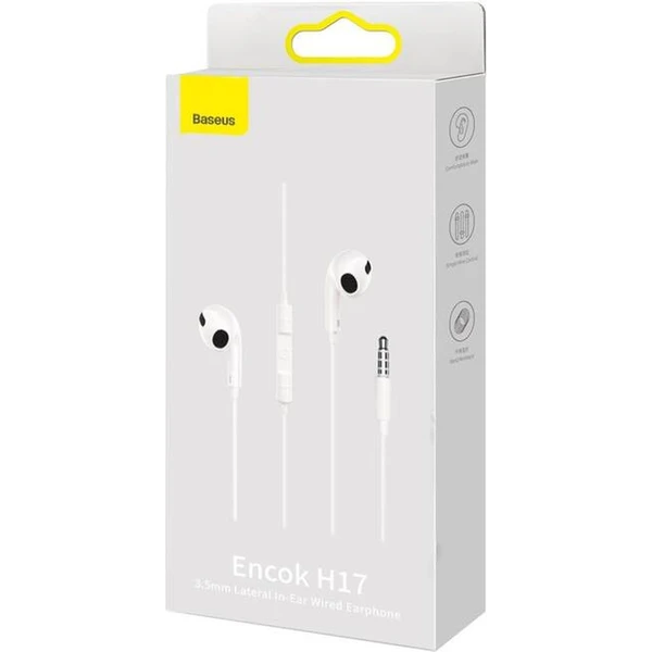 Baseus Encok H17 3,5mm slúchadlá s mikrofónom biela - Slúchadlá - Obrázok OKUL000K01
