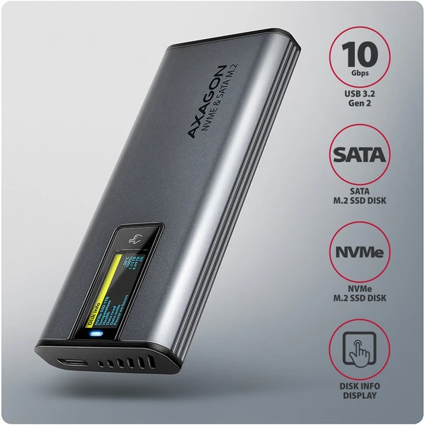 AXAGON EEM2-SD2 USB-C externý box - Externé boxy - Obrázok OL9M000K01