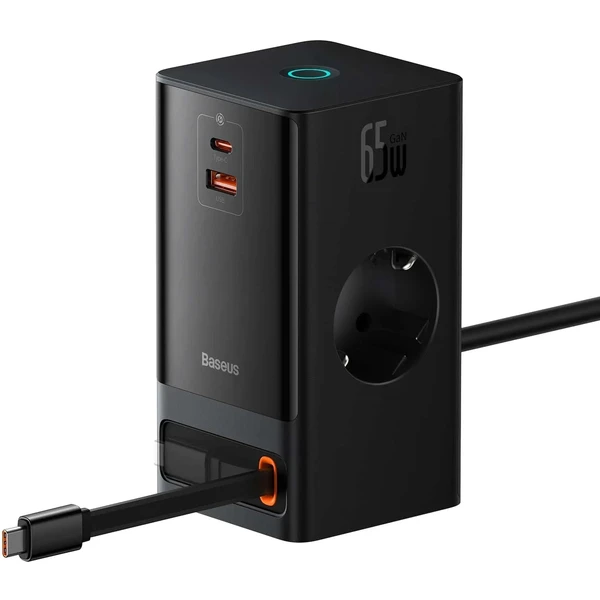 Baseus Nabíjacia stanica PowerCombo Digital 65W EU čierna - Nabíjačky - Obrázok OMS5000N01