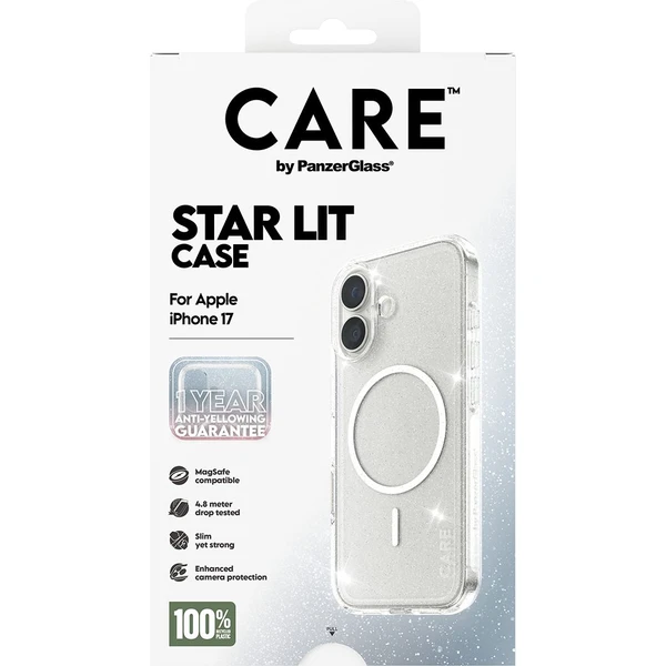 PanzerGlass® CARE Star Lit kryt s MagSafe Apple iPhone 17 trblietavý/biely - Puzdra - Obrázok OQDH000K01