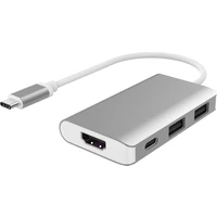 PremiumCord Prevodník USB3.1 typ C na HDMI + 2xUSB3.0 + PD nabíjanie strieborný - Dokovacie stanice