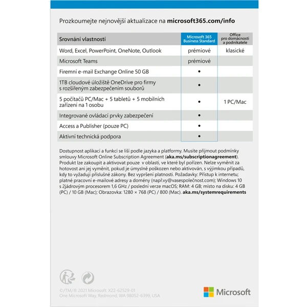 Microsoft 365 Business Standard Mac/Win CZ predplatné na 1 rok - Softvér - Obrázok OWMNF00101