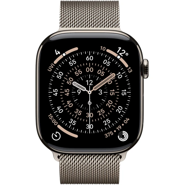 Apple Watch Series 11 Cellular (46mm) Prírodný titán s prírodným milánskym ťahom S/M - Inteligentné hodinky - Obrázok OWRH000K01