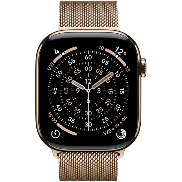 Apple Watch Series 11 Cellular (46mm) Zlatý titán so zlatým milánskym ťahom S/M - Inteligentné hodinky - Obrázok OYRH000K01