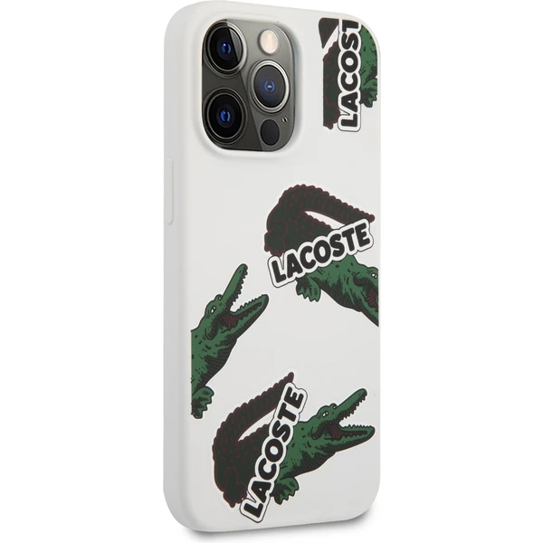 Lacoste Liquid Silicone Allover Pattern Kryt pre iPhone 13 Pro Max White - Puzdra - Hlavný obrázok