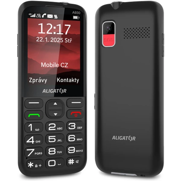 Aligator A930 GPS 4G Senior mobilný telefón s aplikáciou Záchranka (s nabíjacím stojanom) čierny - Mobilné telefóny - Obrázok P02C000P01