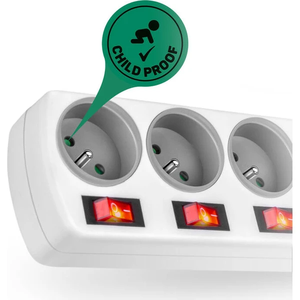 CONNECT IT predlžovací kábel 5 zásuviek s vypínačom 2m biely - Zásuvky - Obrázok P0QL000K01