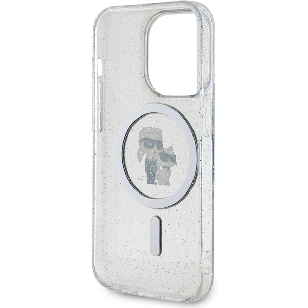 Karl Lagerfeld IML Glitter Karl a Choupette MagSafe Kryt iPhone 15 Pre číry - Puzdra - Obrázok P0X4000701