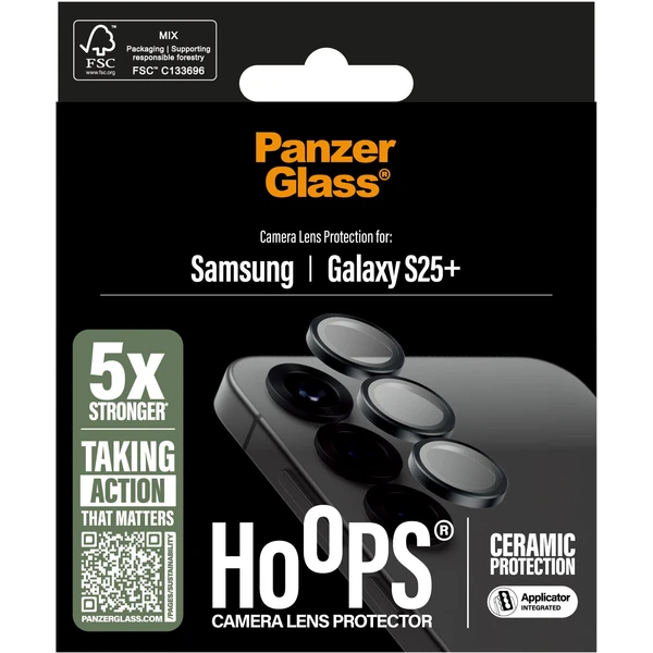 PanzerGlass® Hoops® Ceramic Samsung Galaxy S25+ čierne ochranné krúžky pre šošovky fotoaparátu - Ochranné fólie a sklo - Obrázok P1FC000J01