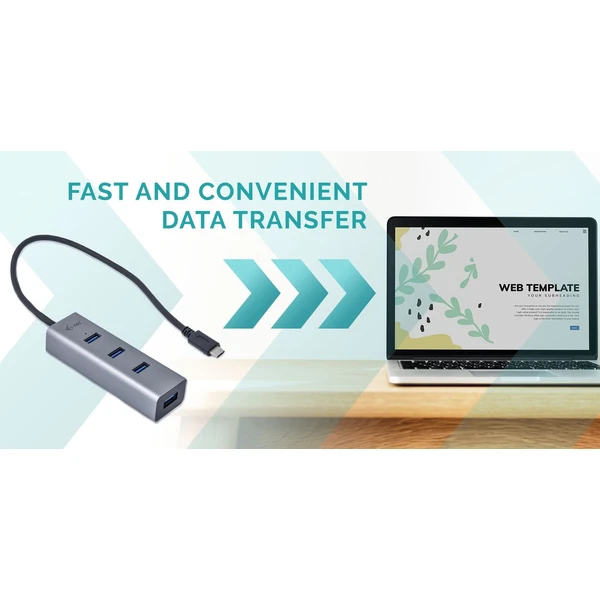 i-tec USB-C Metal HUB 4x USB 3.0 - USB huby - Obrázok P1HA000501