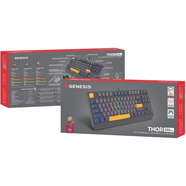 Genesis THOR 230 TKL Naval Blue Negative RGB mechanická klávesnica - Klávesnice - Obrázok P1I5000O01
