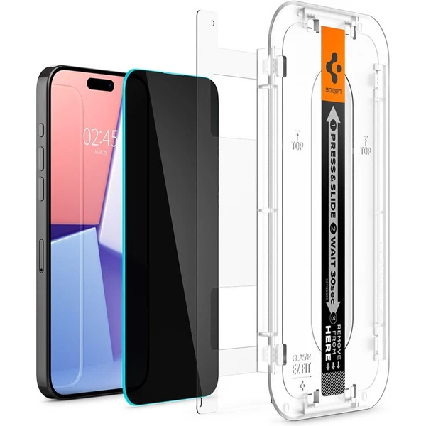 Spigen Glass tR EZ Fit Privacy 2 Pack tvrdené sklo iPhone 15 Pro číre - Ochranné fólie a sklo - Obrázok P1Z8000601