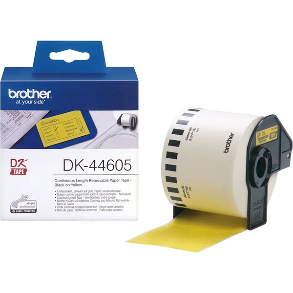 Brother DK-44605 štítok čierna na žltej s odnímateľným lepidlom 62 mm