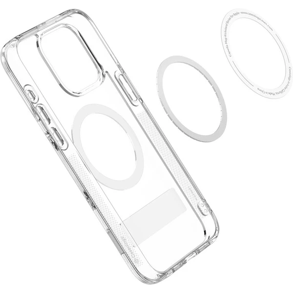 Spigen Caseology Capella kryt so stojanom s MagFit iPhone 15 Pro Max číry/biely - Puzdra - Obrázok P2W4000L01