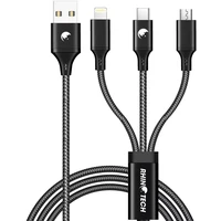 RhinoTech nabíjací a dátový kábel 3v1 USB-A (MicroUSB + Lightning + USB-C) 1,2 m čierna - Káble