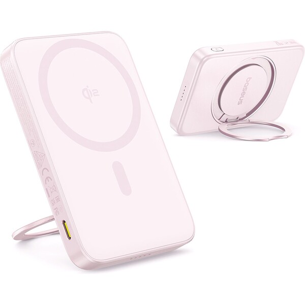 Baseus PicoGo Qi2 s otočným stojanom a bezdrôtovým nabíjaním powerbanka 5000mAh 20W USB-C ružová