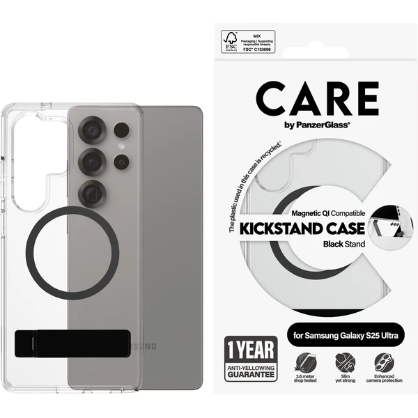 PanzerGlass® CARE kryt Samsung Galaxy S25 Ultra číry/čierny Kickstand & QI - Puzdra - Obrázok P3FC000J01