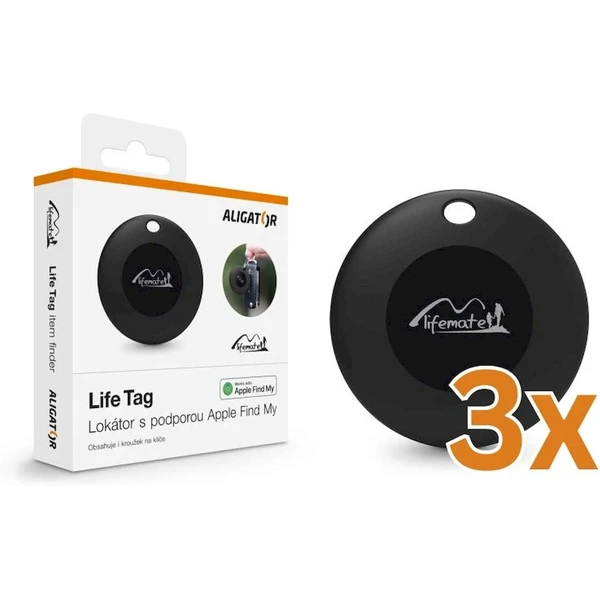 Aligator Life Tag set lokátor s Apple Find My (3ks) čierny - Lokátory - Obrázok P3IB000L01