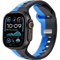 CubeNest Premium Silicon Band remienok Apple Watch 42-49 mm čierny/modrý - Remienky