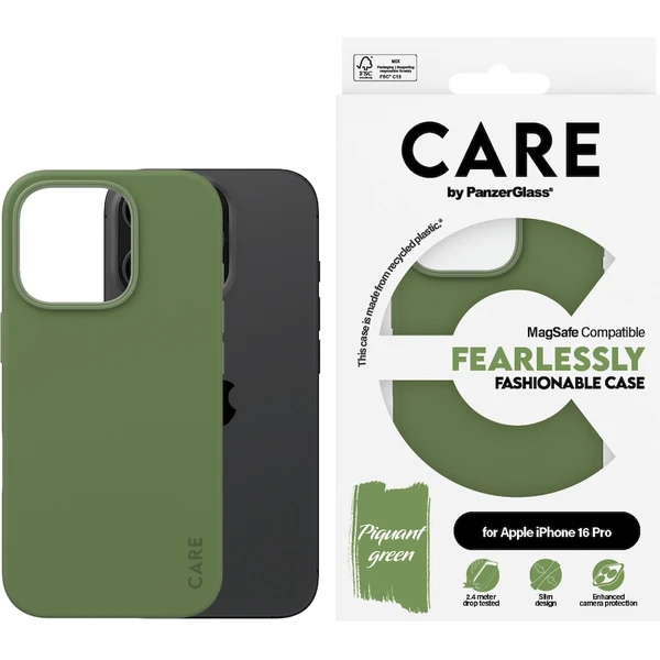 PanzerGlass® CARE kryt Apple iPhone 16 Pro MagSafe Fearlessly zelený - Puzdra - Obrázok P408000P01
