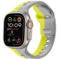 CubeNest Premium Silicon Band remienok Apple Watch 42-49 mm sivý/žltý - Remienky