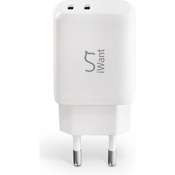 iWant dvojitá USB-C nabíjačka 45W biela - Nabíjačky - Obrázok P57G100501