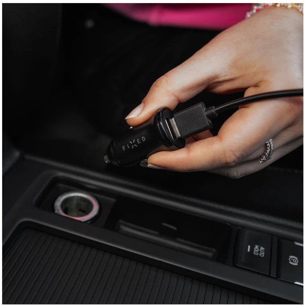 FIXED set autonabíjačky s 2xUSB výstupom a USB/Lightning káblom, 1 meter, Mfi, 15W čierny - Nabíjačky - Obrázok P5O2000P01