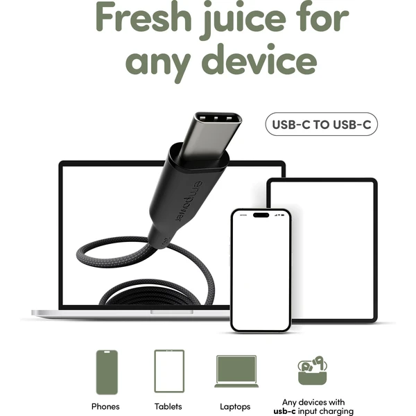 PanzerGlass USB-C/USB-C magnetický napájací kábel 240W 1,5m čierny - Káble a redukcie - Obrázok P63J000K01