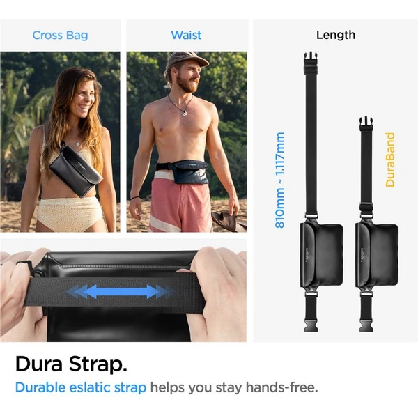 Spigen Aqua Shield Floating vodeodolné púzdro + WaterProof Waist Bag A621 Set čierny - Puzdra - Obrázok P6A4000601