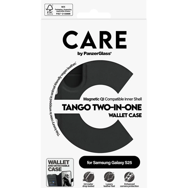 PanzerGlass® CARE púzdro Samsung Galaxy S25 Tango 2v1 Wallet QI - Puzdra - Obrázok P6FC000J01