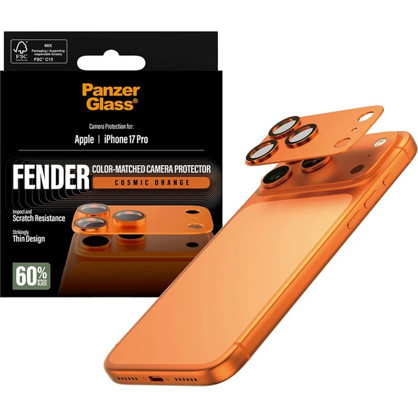 PanzerGlass® FENDER hliníková ochrana fotoaparátu Apple iPhone 17 Pro oranžová - Ochranné fólie a sklo - Hlavný obrázok