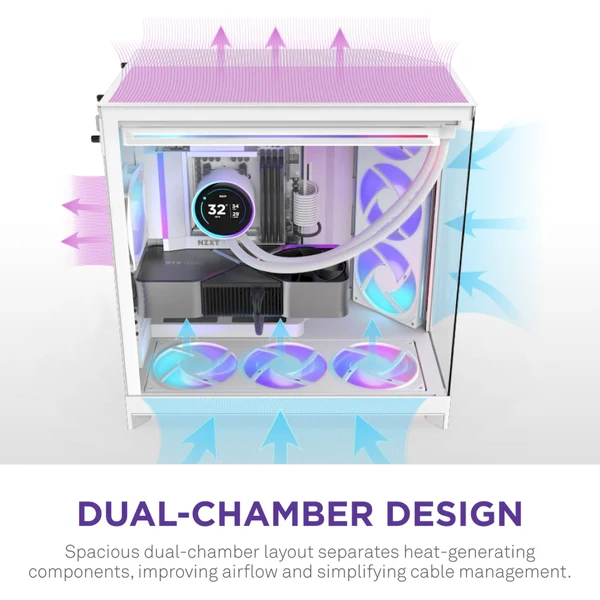 NZXT H9 Flow RGB biela - Počítačové skrine - Obrázok PA7K000K01