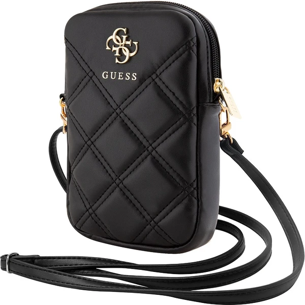 Guess PU Quilted 4G Metal Logo Wallet Phone Bag Zipper čierny - Popruhy a crossbody - Obrázok PA82000N01