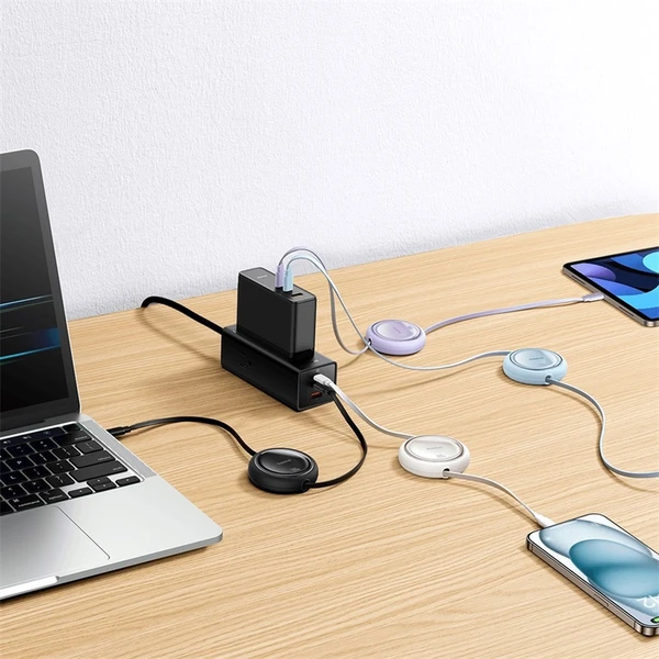 Dátový kábel Baseus Free2Draw mini USB-C/USB-C 1m 100W biely - Káble - Obrázok PAGE000L01