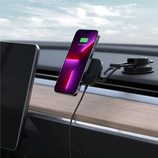 Spigen OneTap 3 Pro Wireless Car Charger Mount ( ITS35W-3) MagSafe držiak s nabíjaním čierny - Držiaky - Obrázok PBD4000601