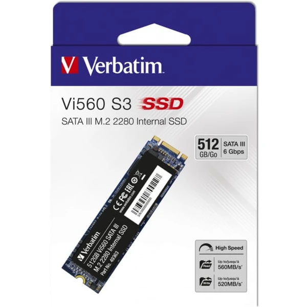 Verbatim Vi560 S3 SSD, M.2 - 512GB - SSD - Obrázok PBKK100501