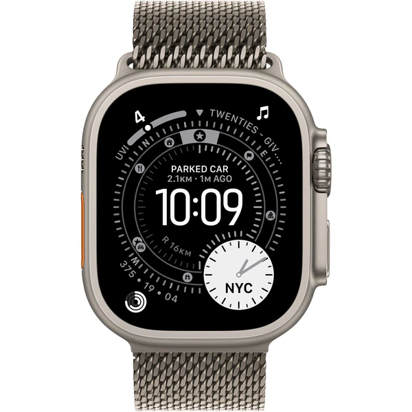 Apple Watch Ultra 3 (2025) 49mm Prírodný titán s prírodne titánovým milánskym ťahom S - Inteligentné hodinky - Obrázok PBQH000K01
