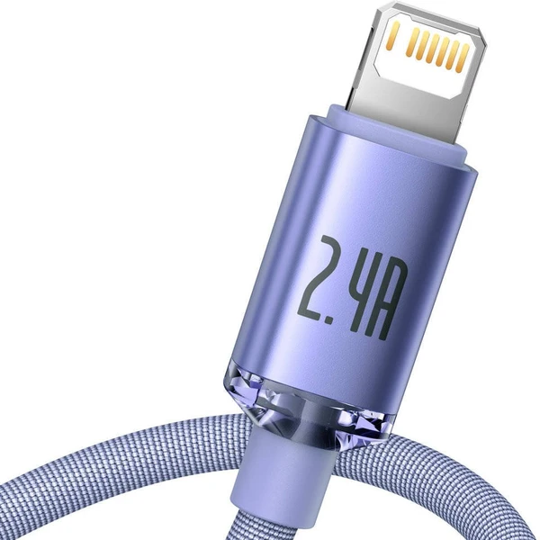 Baseus CAJY000005 Crystal Shine Series Dátový Kábel USB - Lightning 20W 1,2m Purple - Káble - Obrázok PBRL100501