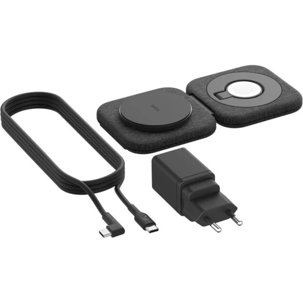 Belkin BOOST CHARGE™ PRE Qi2 15W 2v1 Bezdrôtová MagSafe cestovná podložka pre iPhone/Apple Watch/Air - Nabíjačky - Obrázok PBYP000K01