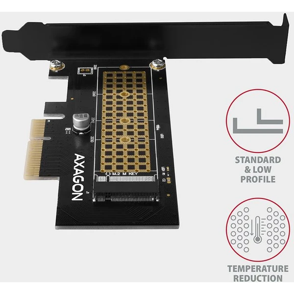 AXAGON PCEM2N PCIe x4 M.2 NVMe Mkey slot adaptér - Radiče - Obrázok PC7HF00101