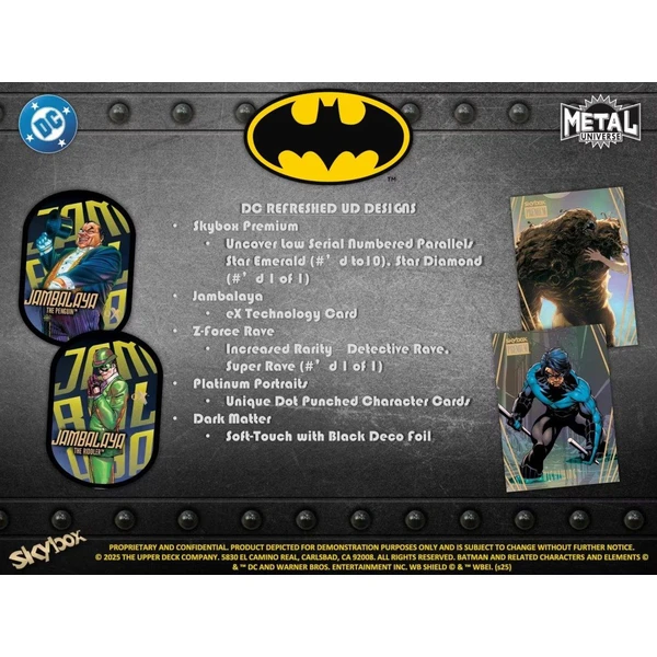 Zberateľské karty 2025 Upper Deck Batman Skybox Metal Universe Hobby Box - Zberateľské karty a nálepky - Obrázok PC7M000K01