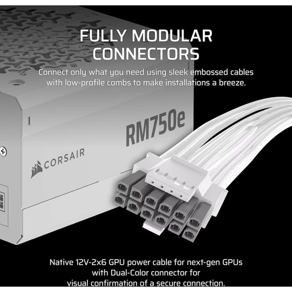 Corsair RM750e biely - Zdroje - Obrázok PCRK000K01