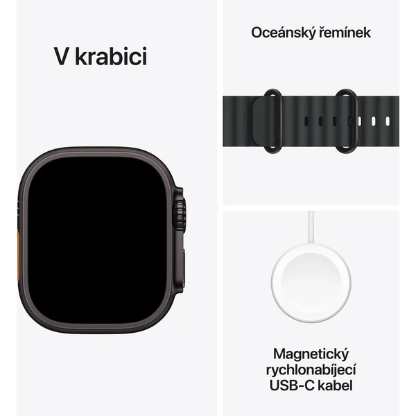Apple Watch Ultra 3 (2025) 49mm Čierny titán s čiernym oceánskym remienkom - Inteligentné hodinky - Obrázok PDQH000K01