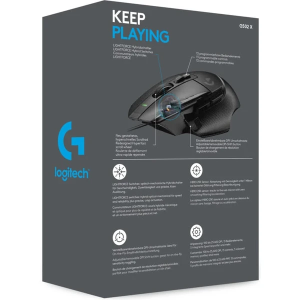 Logitech G502 X herná myš čierna - Myši - Obrázok PDU1000601