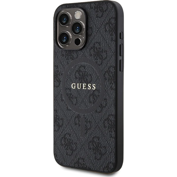Guess PU Leather 4G Colored Ring MagSafe kryt iPhone 15 Pro Max čierny - Puzdra - Obrázok PF72000N01