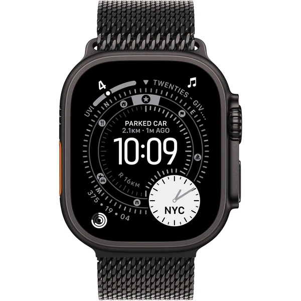 Apple Watch Ultra 3 (2025) 49mm Čierny titán s čiernym titánovým milánskym ťahom M - Inteligentné hodinky - Obrázok PFQH000K01